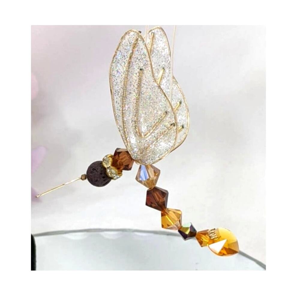 Artisan Hummingbird Suncatcher Swarovski Crystal Body Lava Stone Car Diffuser